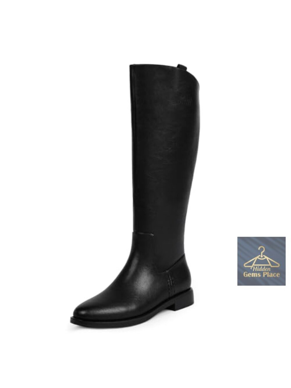Knee High Boots Women Round Toe Flat Retro Riding Boots Low Chunky Heel Faux
